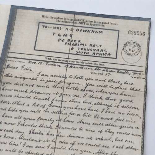 1944 WW2 Airgraph letter sent to Pelgrims Rest