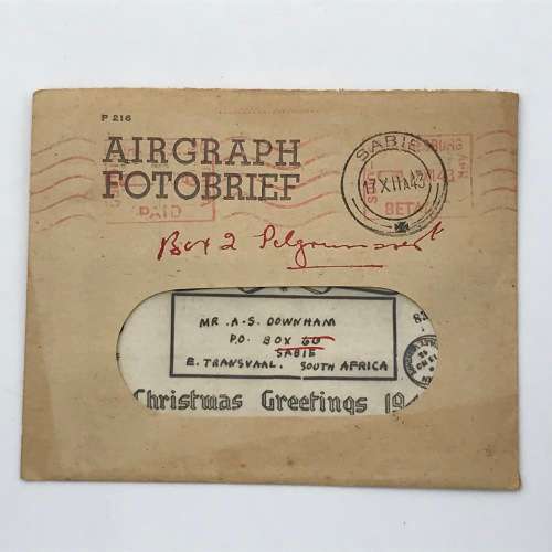 1942 WW2 Airgraph letter - redirected Sabie to Pelgrims Rest