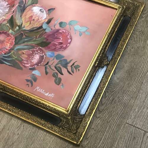Marianne Uhlendorff still life proteas oil painting - frame 77,5 x 65,5cm and painting 58,5 x 49cm
