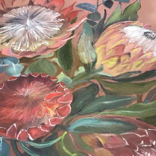 Marianne Uhlendorff still life proteas oil painting - frame 77,5 x 65,5cm and painting 58,5 x 49cm