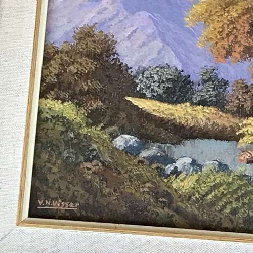 Victor N Visser oil painting landscape - frame 43 x 38,5cm and painting 29 x 23,5cm