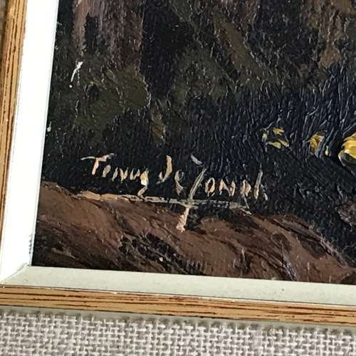 Original Tinus de Jongh landscape oil painting - frame 43 x 38 and painting 28,5 x 23,5cm