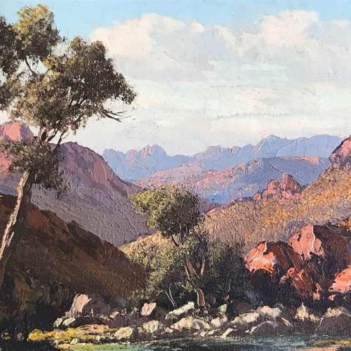 Original Tinus de Jongh landscape oil painting - frame 43 x 38 and painting 28,5 x 23,5cm