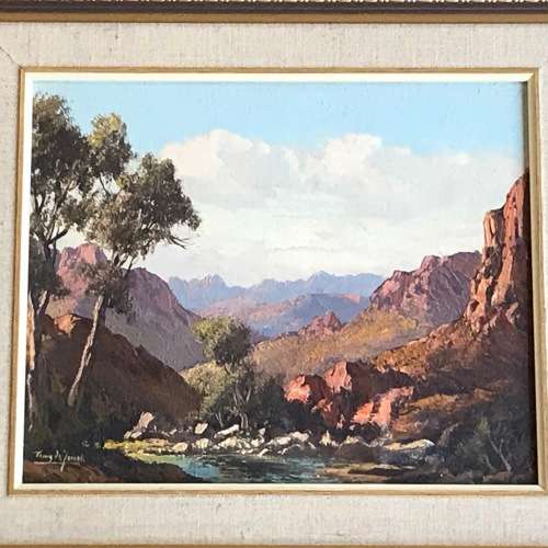 Original Tinus de Jongh landscape oil painting - frame 43 x 38 and painting 28,5 x 23,5cm