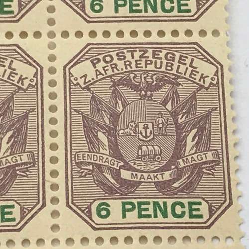 ZAR - SACC 229 block of 6 pence stamps - unmounted mint