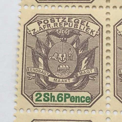 ZAR - SACC 231 unmounted mint block of 6 stamps - 2 Shilling 6d