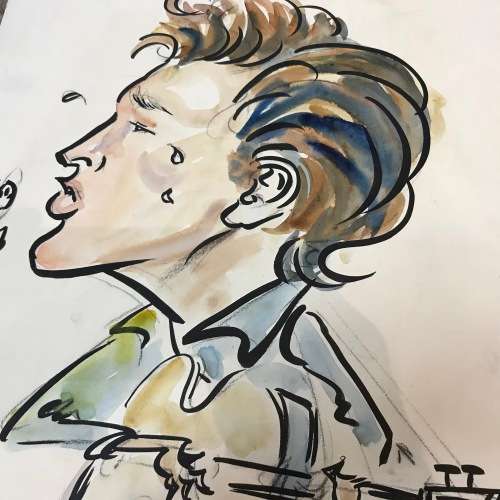 Tony Grogan caricatures of Victoria Park Staff 1963 - original sketch/painting of Gene Rockwell