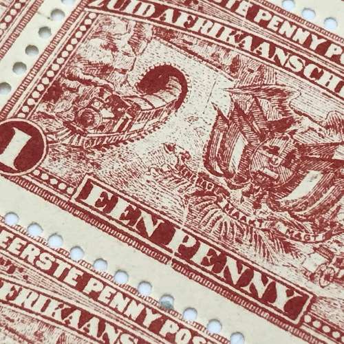 ZAR SACC 222 Full page with 60 stamps with 9/3 cracked plate
