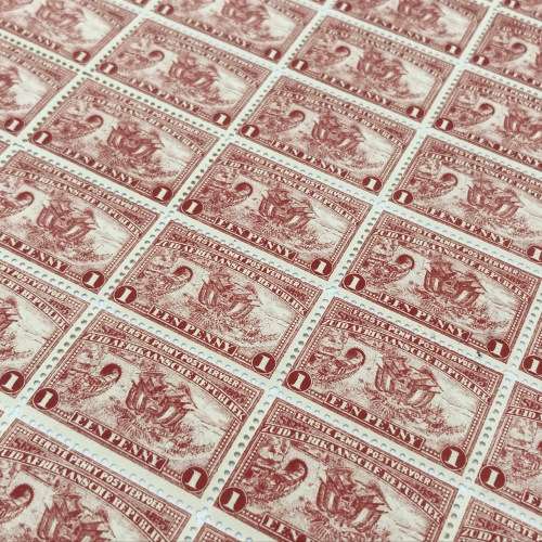 ZAR SACC 222 Full page with 60 stamps with 9/3 cracked plate