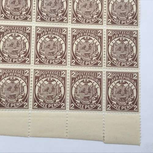 ZAR Transvaal SACC 180 block of 25 unmounted mint stamps