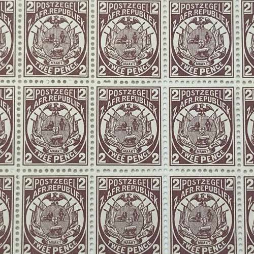 Transvaal 1885 block of 15 x 2 Pence stamps - unmounted mint