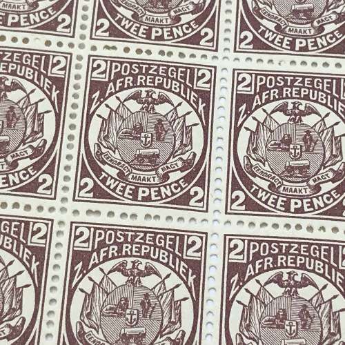 Transvaal 1885 block of 15 x 2 Pence stamps - unmounted mint