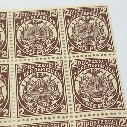 Transvaal 1885 block of 15 x 2 Pence stamps - unmounted mint