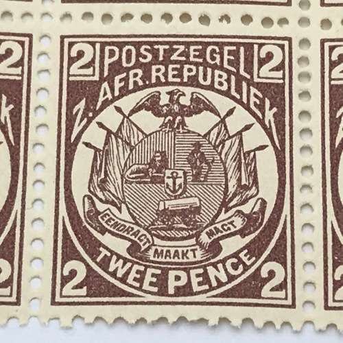 Transvaal 1885 block of 15 x 2 Pence stamps - unmounted mint