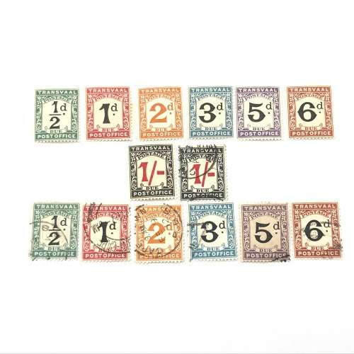 Transvaal Postage due stamps 1907 - SACC 1 to SACC 7 set unmounted and set used
