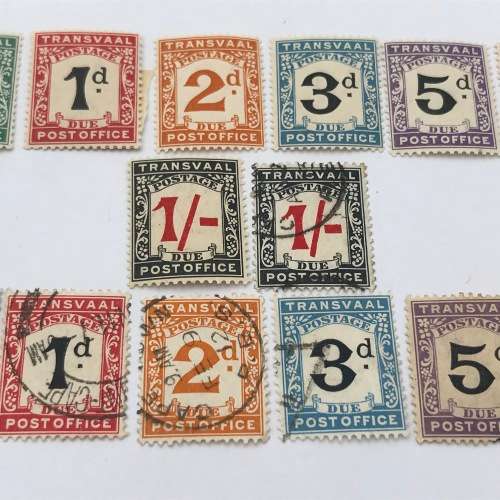 Transvaal Postage due stamps 1907 - SACC 1 to SACC 7 set unmounted and set used