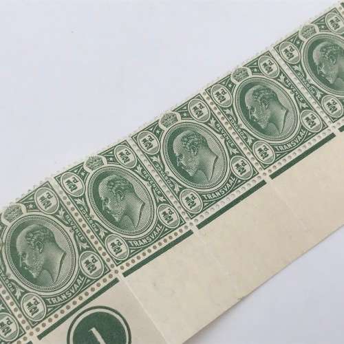 Transvaal SACC 279 - bottom strip of 12 stamps - unmounted mint