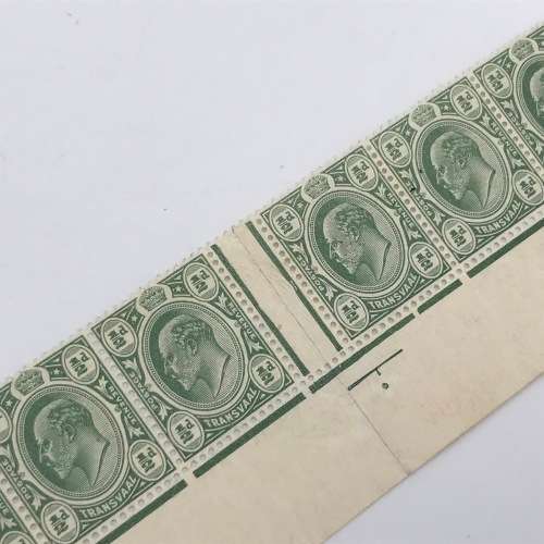Transvaal SACC 279 - bottom strip of 12 stamps - unmounted mint