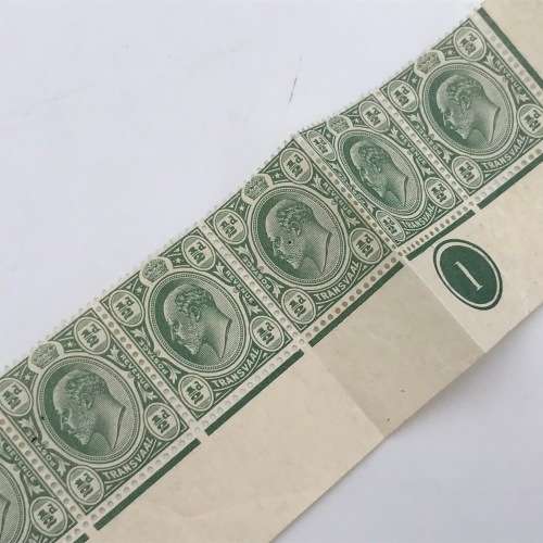 Transvaal SACC 279 - bottom strip of 12 stamps - unmounted mint
