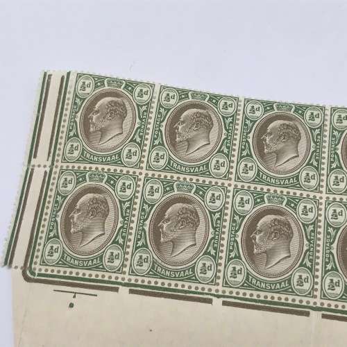 Transvaal 1904 SACC 266 multiple crown and CA watermark block of 12 stamps - unmounted mint