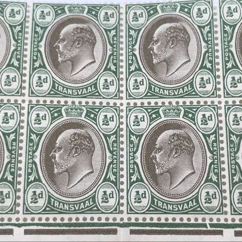 Transvaal 1904 SACC 266 multiple crown and CA watermark block of 12 stamps - unmounted mint
