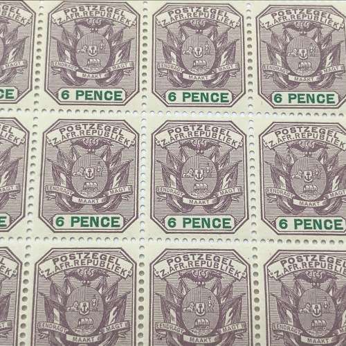 ZAR SACC 229 block of 15 x unmounted mint 6d stamps
