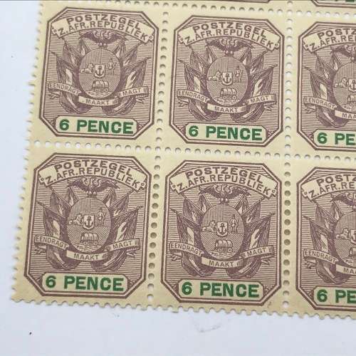 ZAR SACC 229 block of 15 x unmounted mint 6d stamps
