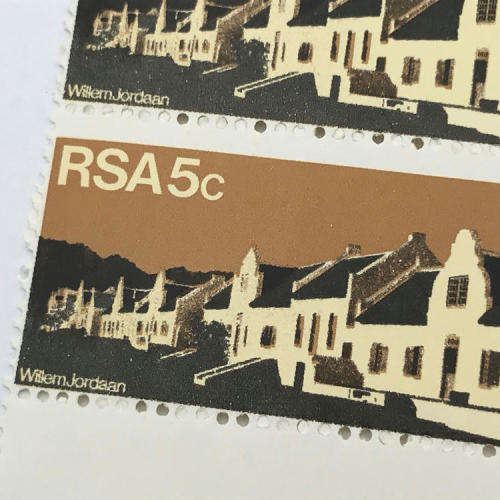 SACC 352 Restoration of Tulbagh - block of 4 mint 5c stamps with large perforation shift