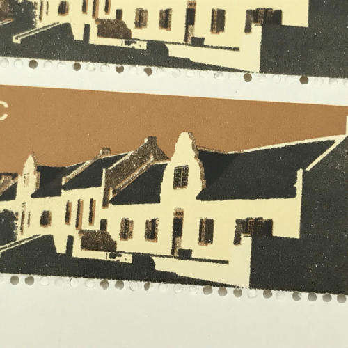 SACC 352 Restoration of Tulbagh - block of 4 mint 5c stamps with large perforation shift
