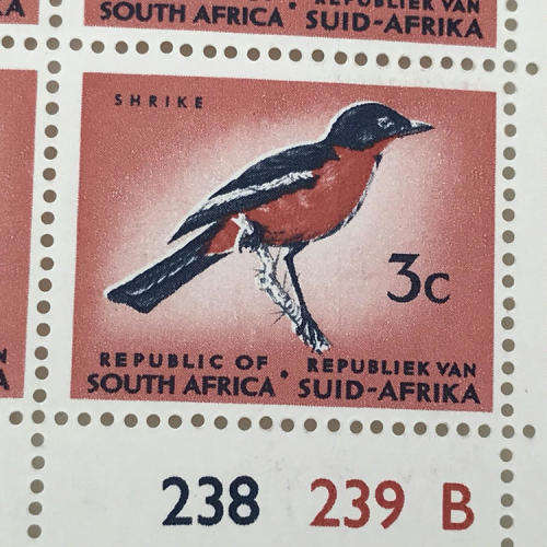 SACC 266 definitive 3c stamp block of 4 with right shift of black printing