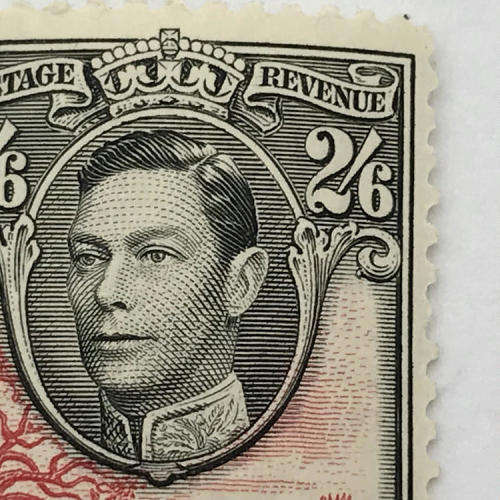 Bechuanaland protectorate SACC 121 mint stamp with 2/6 with color shift of red printing to the left