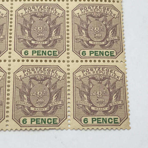 ZAR 1896 - SACC 229 unmounted mint 6 Pence stamps - block of of 15