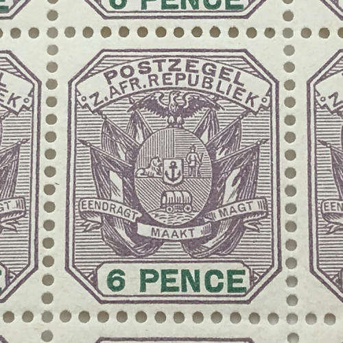 ZAR 1896 - SACC 229 unmounted mint 6 Pence stamps - block of of 15