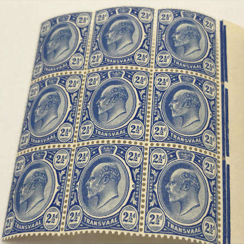 Transvaal SACC 282 block of 9 unmounted mint stamps - at half catalogue
