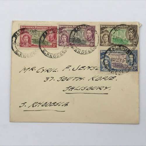 Southern Rhodesia Coronation of George 6 SACC 38-41 first day cover Union Castle Line envelope