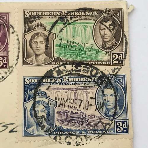 Southern Rhodesia Coronation of George 6 SACC 38-41 first day cover Union Castle Line envelope