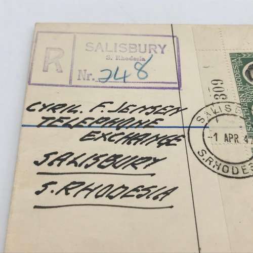 Southern Rhodesia Royal visit 1947 FDC - Salisbury cancel and Royal Train cancel