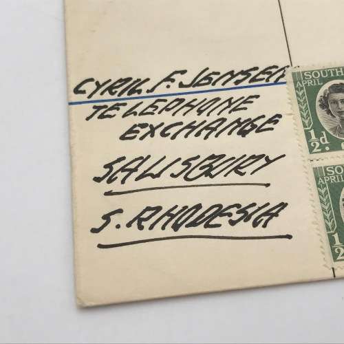 Southern Rhodesia Royal visit 1947 FDC - Salisbury cancel and Royal Train cancel - blocks of 4