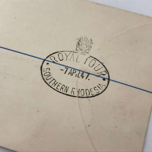Southern Rhodesia Royal visit 1947 FDC - Salisbury cancel and Royal Train cancel - blocks of 4