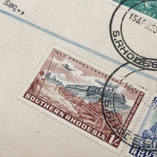 1953 Southern Rhodesia Centenary lot of 5 stamps on illustrated first day cover - SACC 73-77