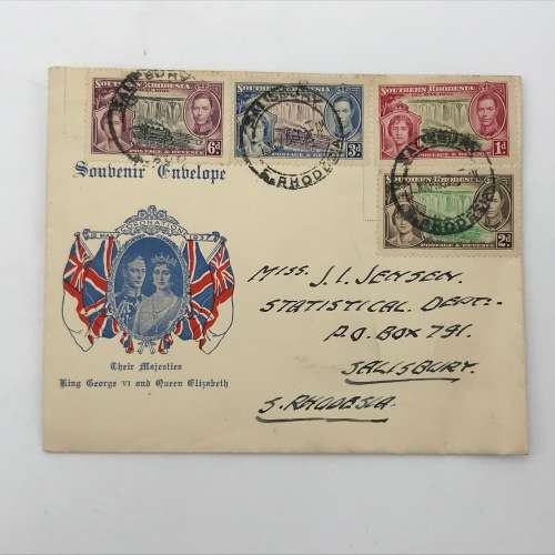 Southern Rhodesia 12 May 1937 Coronation of King George 6 - full set on first day cover