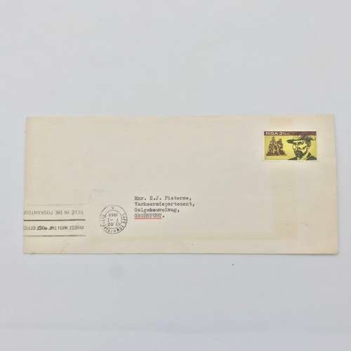 South Africa 1969 letter to the traffic department, Groenpunt - cancelled on the wrong side