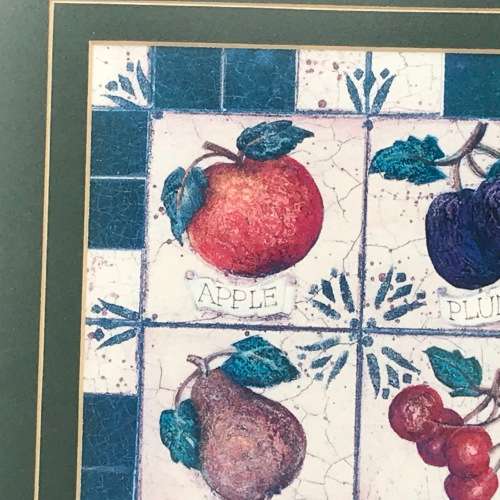 Print in frame of Apple, Plum, Pear and cherry - frame 38 x 38cm and print 16,5 x 16,5cm