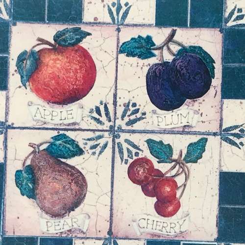 Print in frame of Apple, Plum, Pear and cherry - frame 38 x 38cm and print 16,5 x 16,5cm