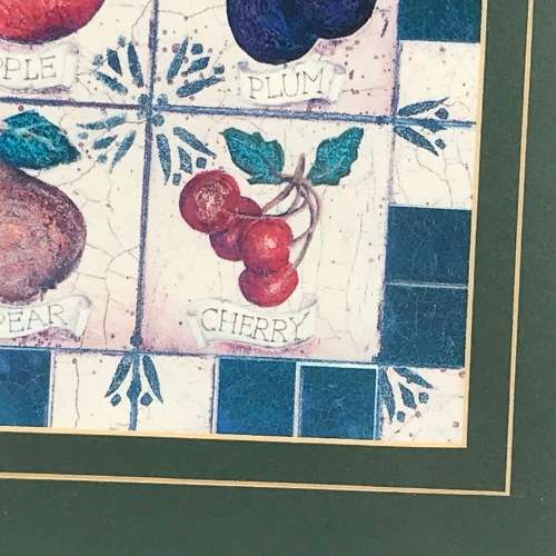 Print in frame of Apple, Plum, Pear and cherry - frame 38 x 38cm and print 16,5 x 16,5cm