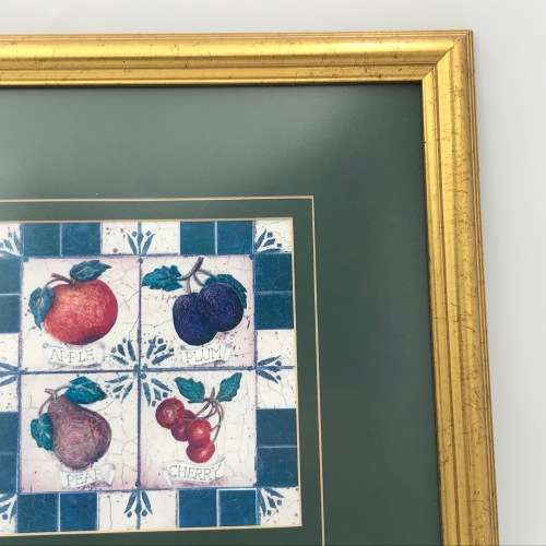 Print in frame of Apple, Plum, Pear and cherry - frame 38 x 38cm and print 16,5 x 16,5cm