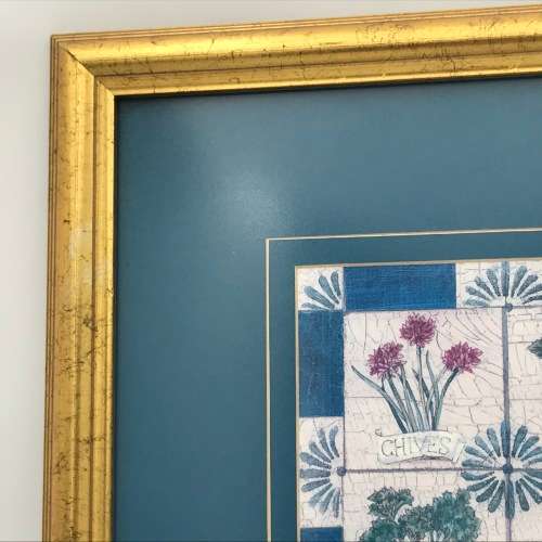 Print in frame of Chives, Basil, Parsley and Rosemary - frame 38 x 38cm and print 16,5 x 16,5cm