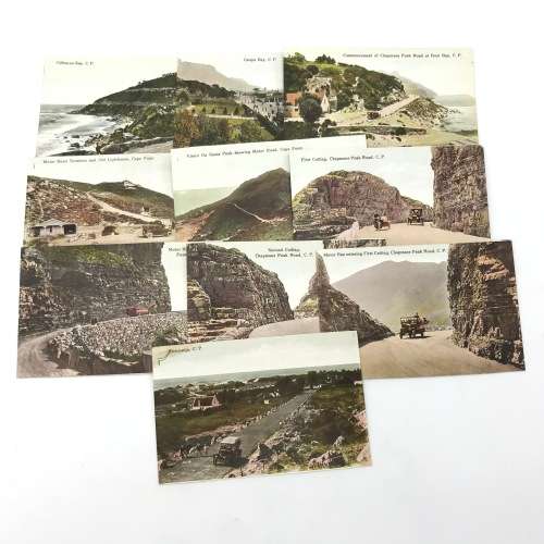 Lot of 10 antique post cards with Cape Peninsula scenes - Chapmans Peak, Cape Point, Camps Bay