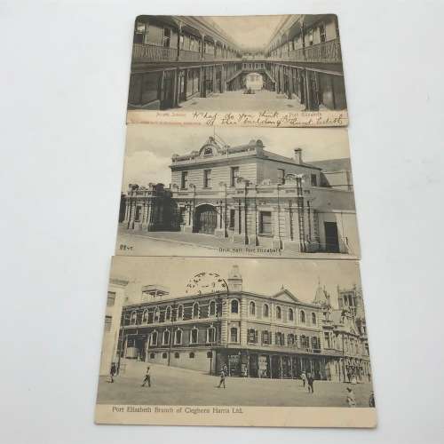 Lot of 8 antique post cards with Port Elizabeth buildings - all over 100 years old