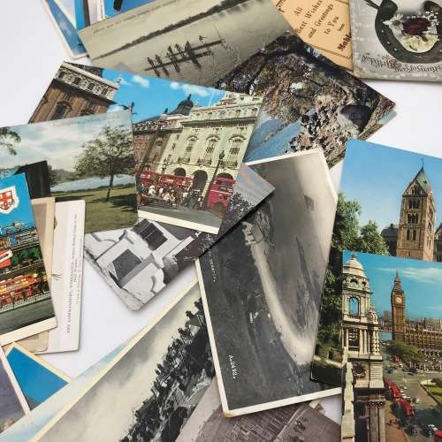 Lot of 60 vintage and antique post cards - used and unused